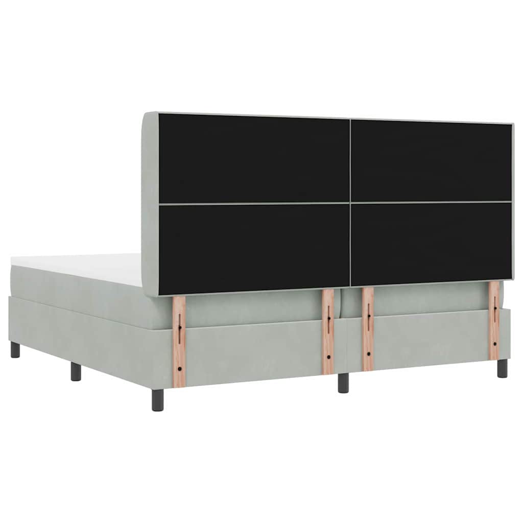Postel S Boxspringem S Čelo Světle Šedá 200 X 200 Cm Samet