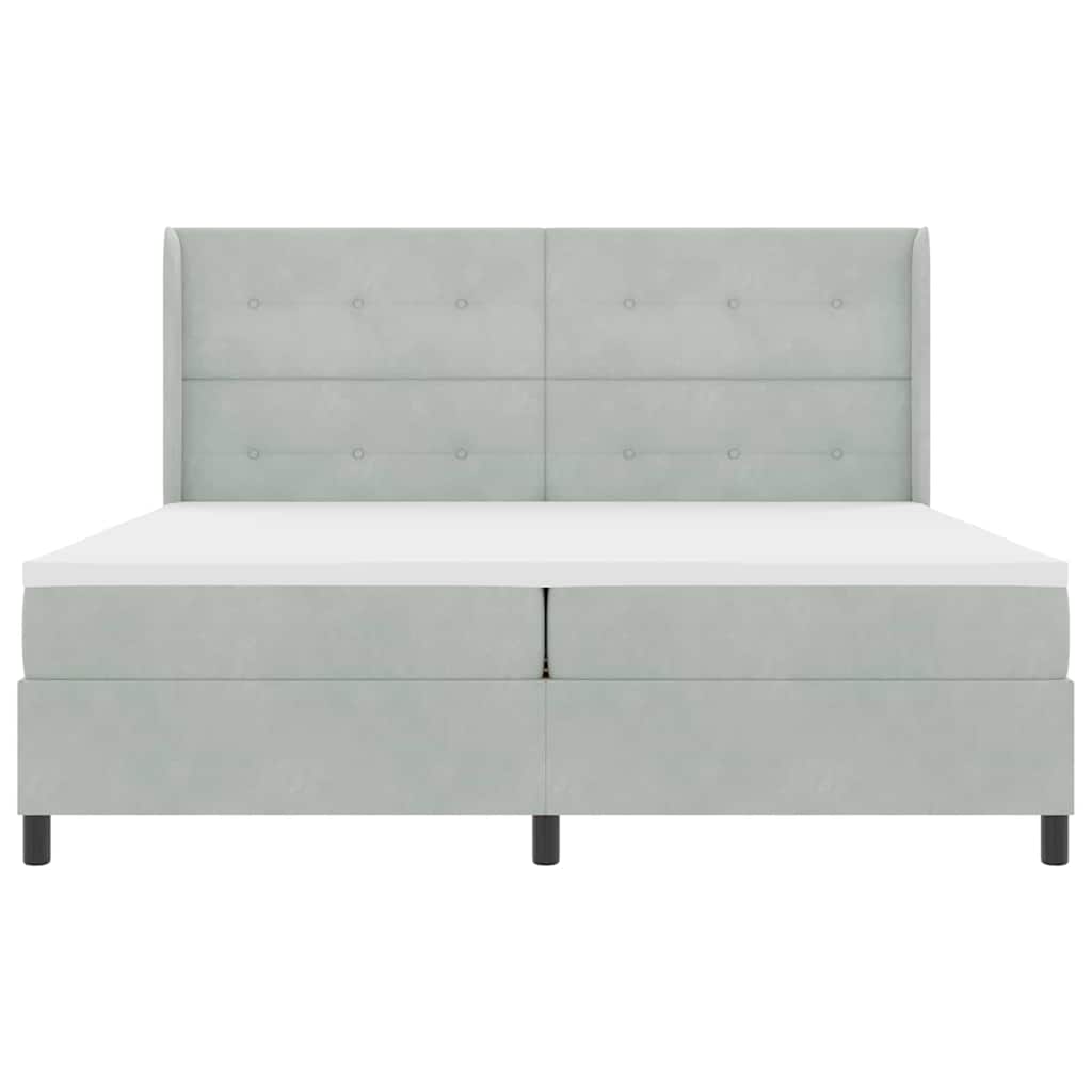 Postel S Boxspringem S Čelo Světle Šedá 200 X 200 Cm Samet