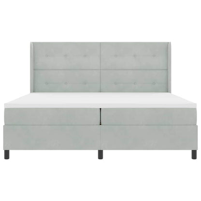 Postel S Boxspringem S Čelo Světle Šedá 200 X 200 Cm Samet
