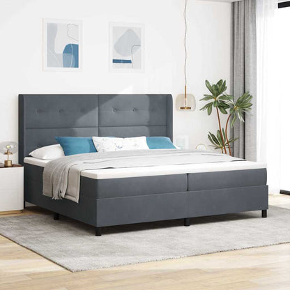 Postel S Boxspringem S Čelo Tmavě Šedá 200 X 200 Cm Samet
