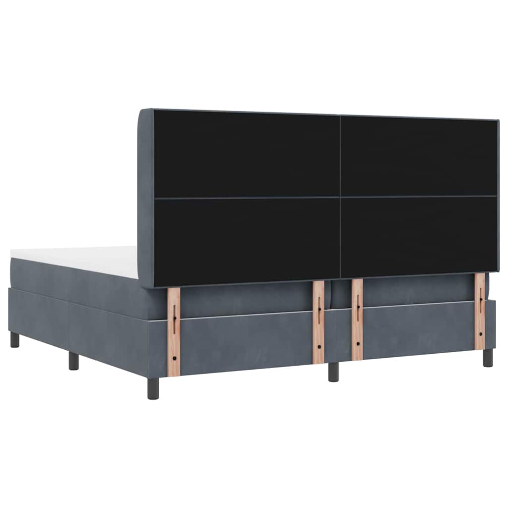 Postel S Boxspringem S Čelo Tmavě Šedá 200 X 200 Cm Samet