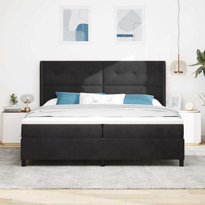 Postel S Boxspringem S Čelo Černá 200 X 200 Cm Samet