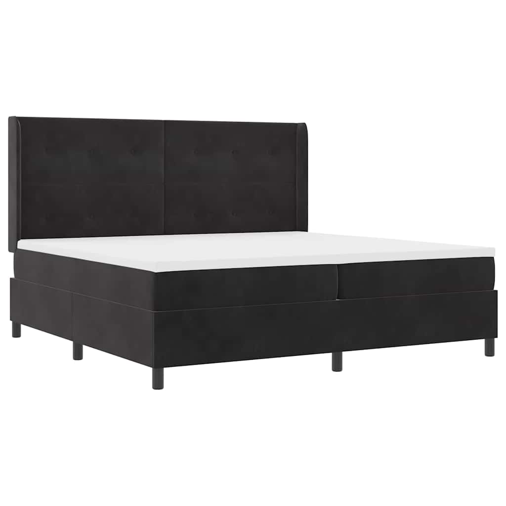 Postel S Boxspringem S Čelo Černá 200 X 200 Cm Samet