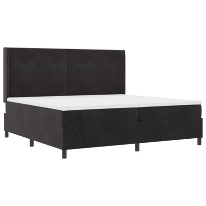 Postel S Boxspringem S Čelo Černá 200 X 200 Cm Samet