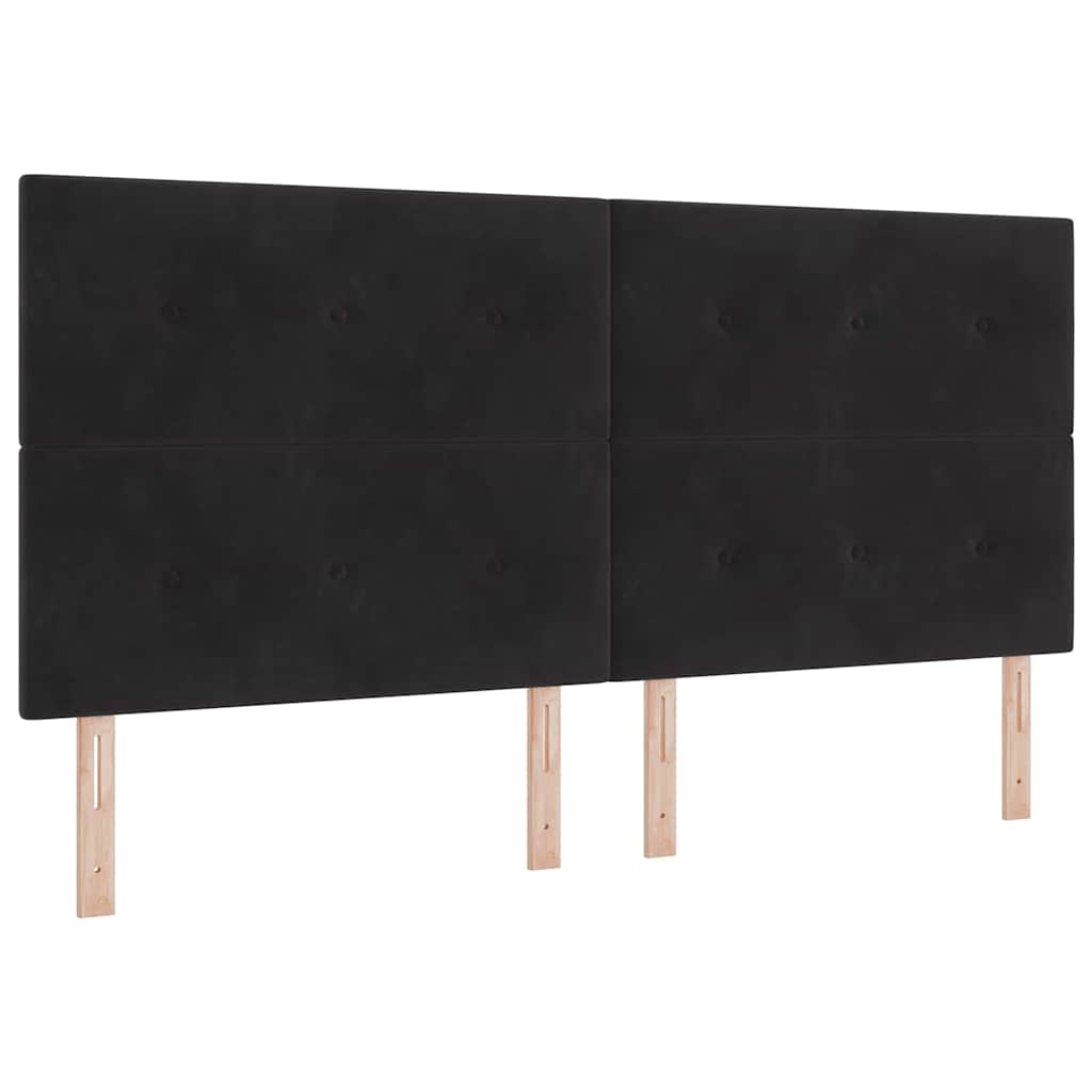 Postel S Boxspringem S Čelo Černá 200 X 200 Cm Samet