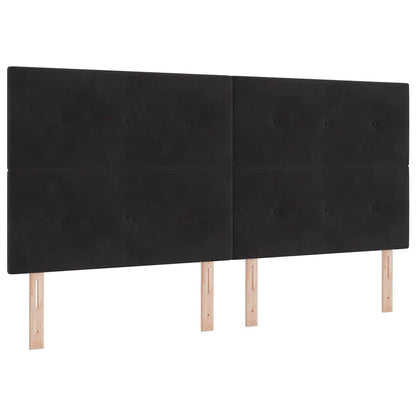 Postel S Boxspringem S Čelo Černá 200 X 200 Cm Samet