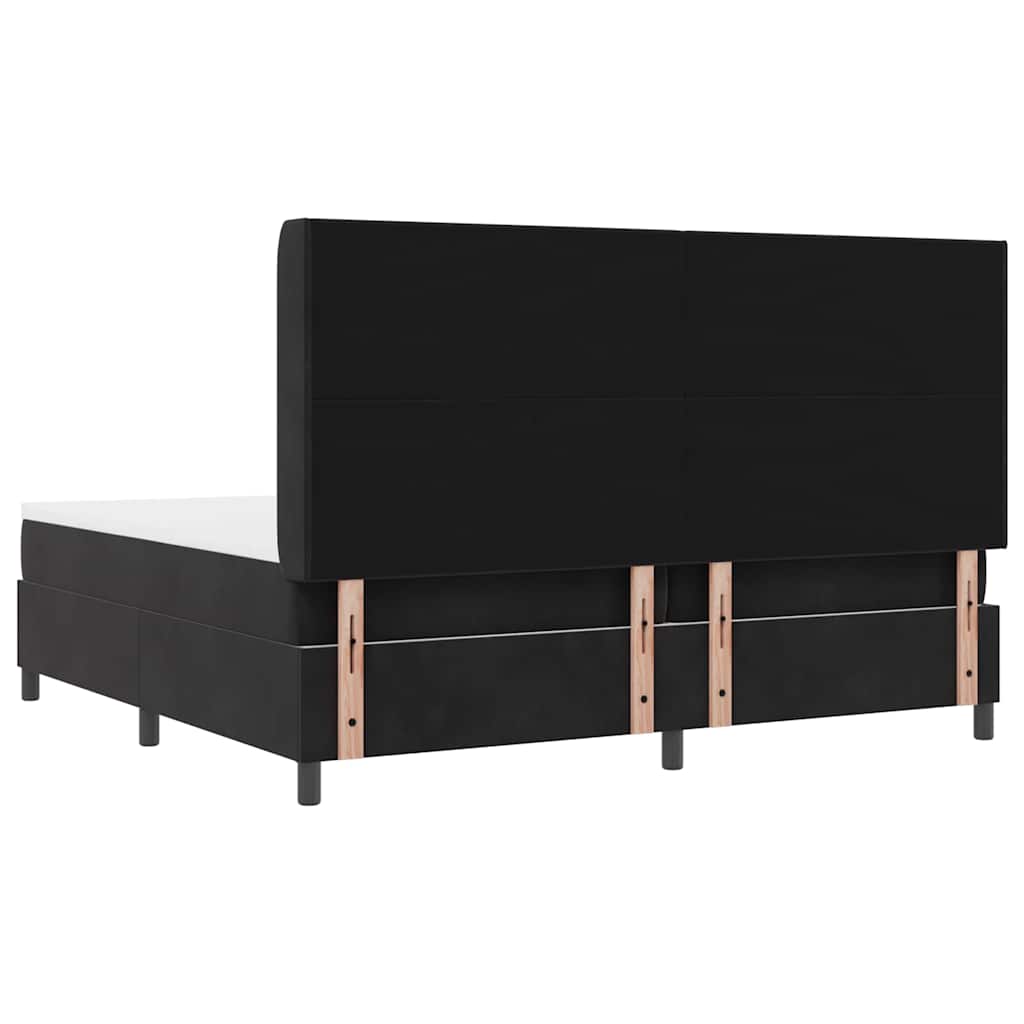 Postel S Boxspringem S Čelo Černá 200 X 200 Cm Samet