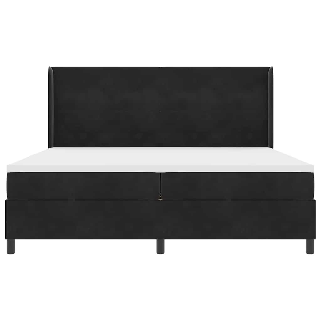 Postel S Boxspringem S Čelo Černá 200 X 200 Cm Samet