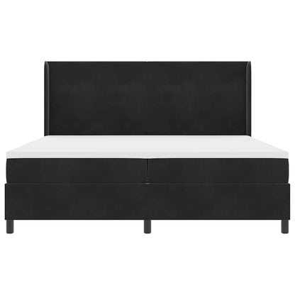 Postel S Boxspringem S Čelo Černá 200 X 200 Cm Samet