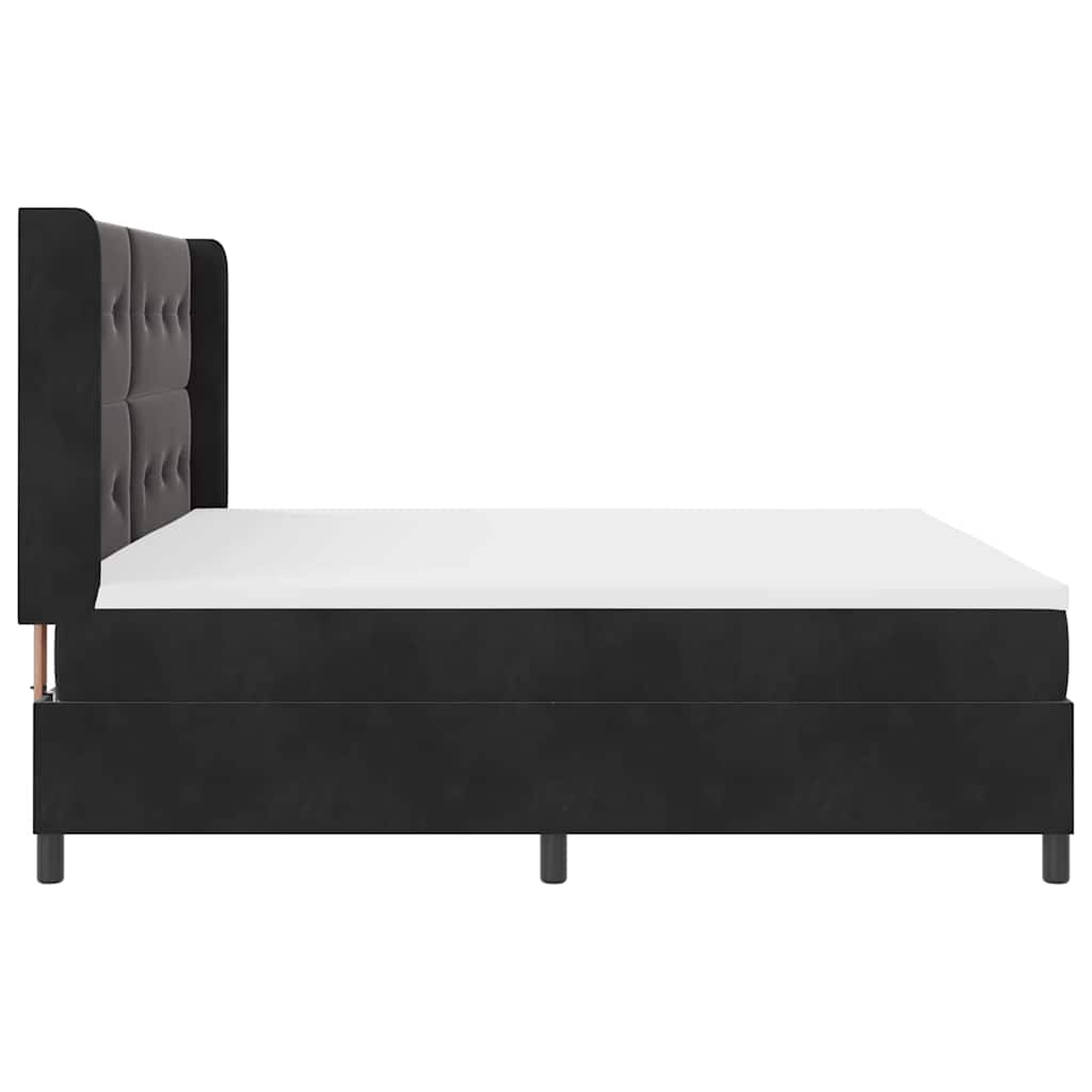 Postel S Boxspringem S Čelo Černá 200 X 200 Cm Samet
