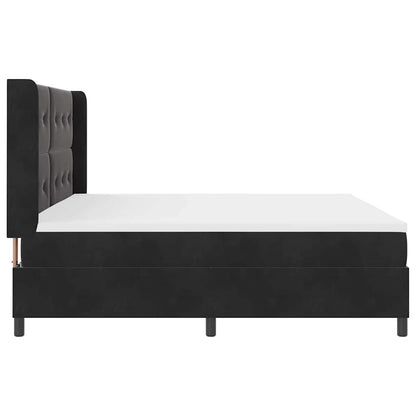 Postel S Boxspringem S Čelo Černá 200 X 200 Cm Samet