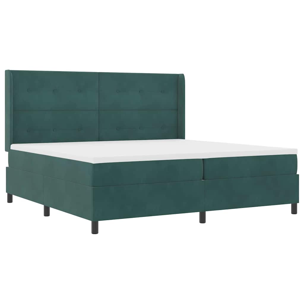 Postel S Boxspringem S Čelo Tmavě Zelená 200 X 200 Cm Samet