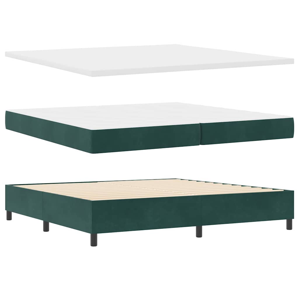 Postel S Boxspringem S Čelo Tmavě Zelená 200 X 200 Cm Samet