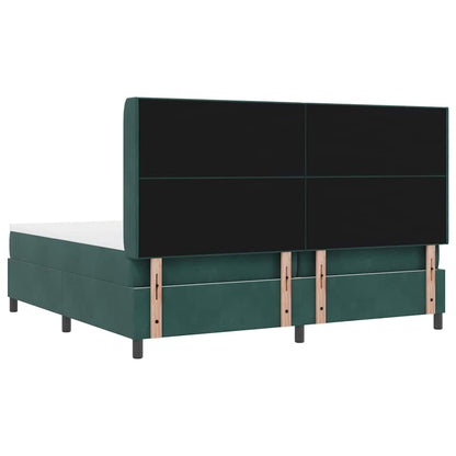 Postel S Boxspringem S Čelo Tmavě Zelená 200 X 200 Cm Samet