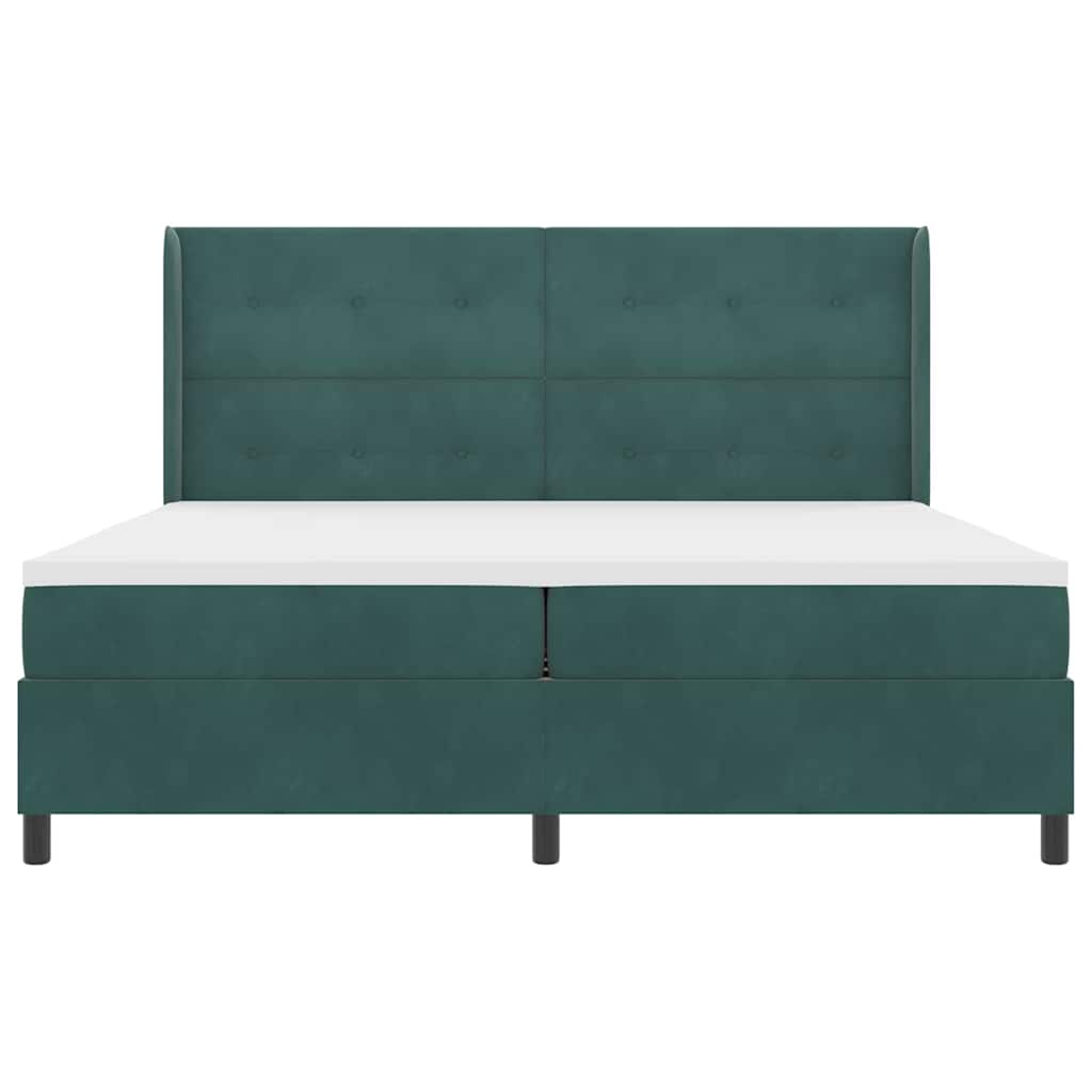 Postel S Boxspringem S Čelo Tmavě Zelená 200 X 200 Cm Samet