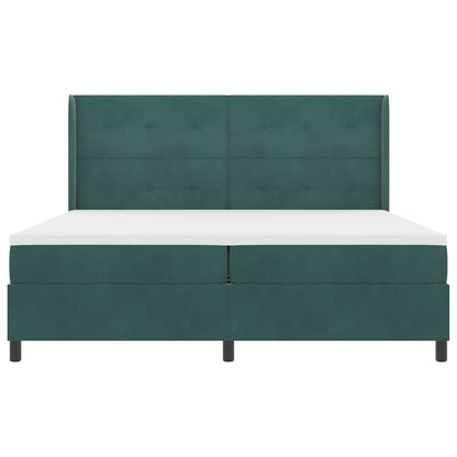 Postel S Boxspringem S Čelo Tmavě Zelená 200 X 200 Cm Samet