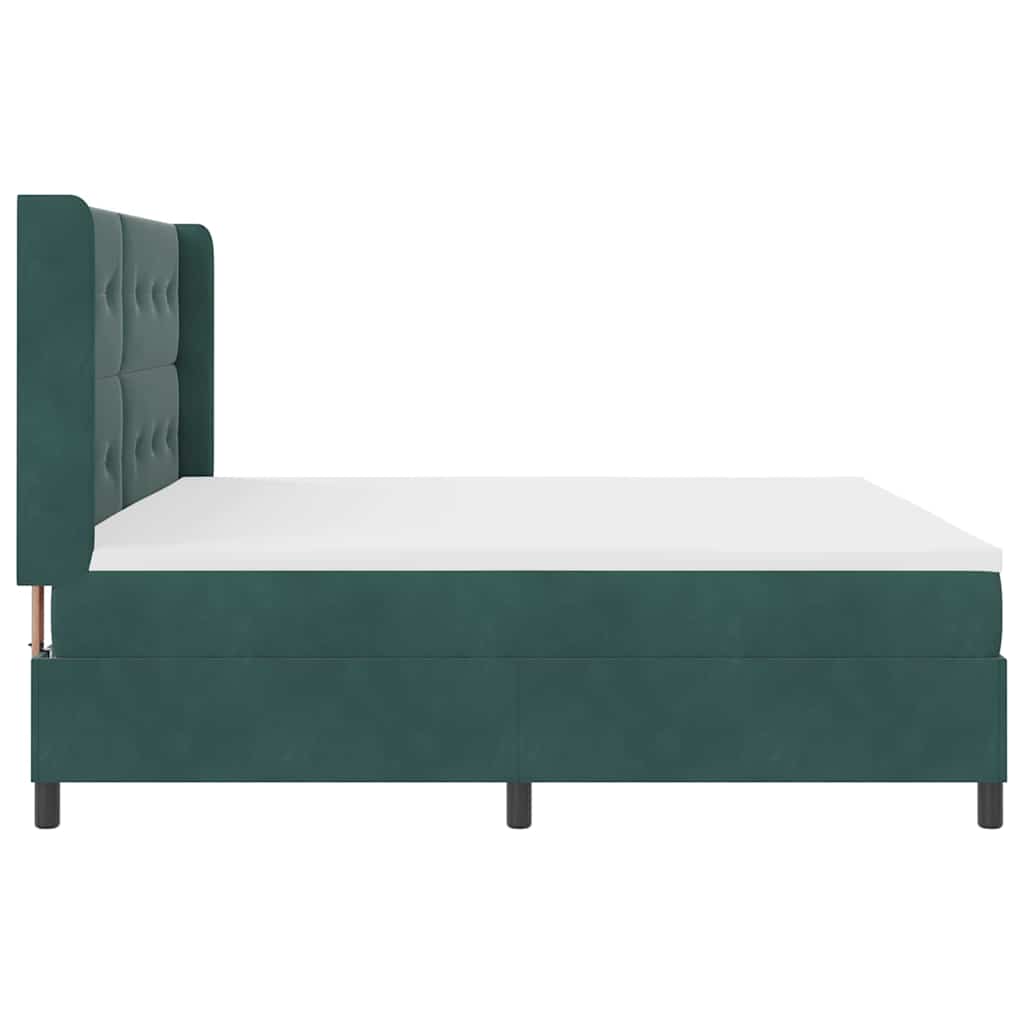 Postel S Boxspringem S Čelo Tmavě Zelená 200 X 200 Cm Samet