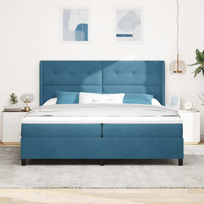 Postel S Boxspringem S Čelo Modrá 100 X 200 Cm Samet
