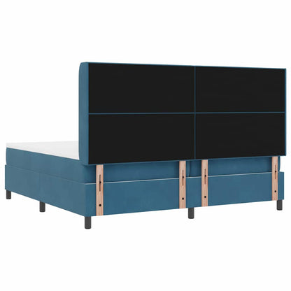 Postel S Boxspringem S Čelo Modrá 100 X 200 Cm Samet
