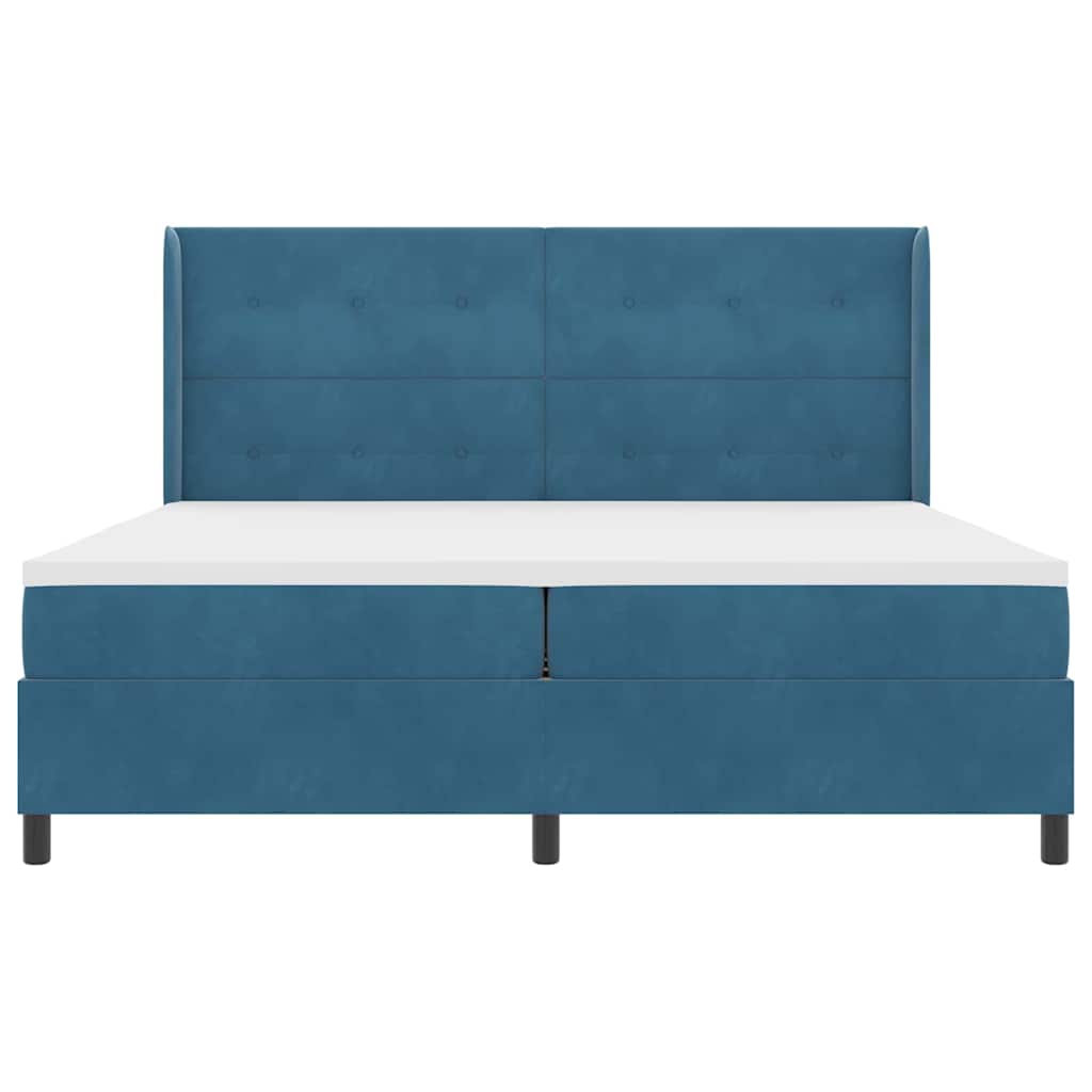 Postel S Boxspringem S Čelo Modrá 100 X 200 Cm Samet