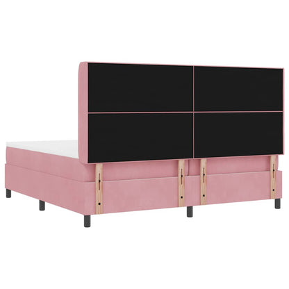 Postel S Boxspringem S Čelo Růžová 200 X 200 Cm Samet