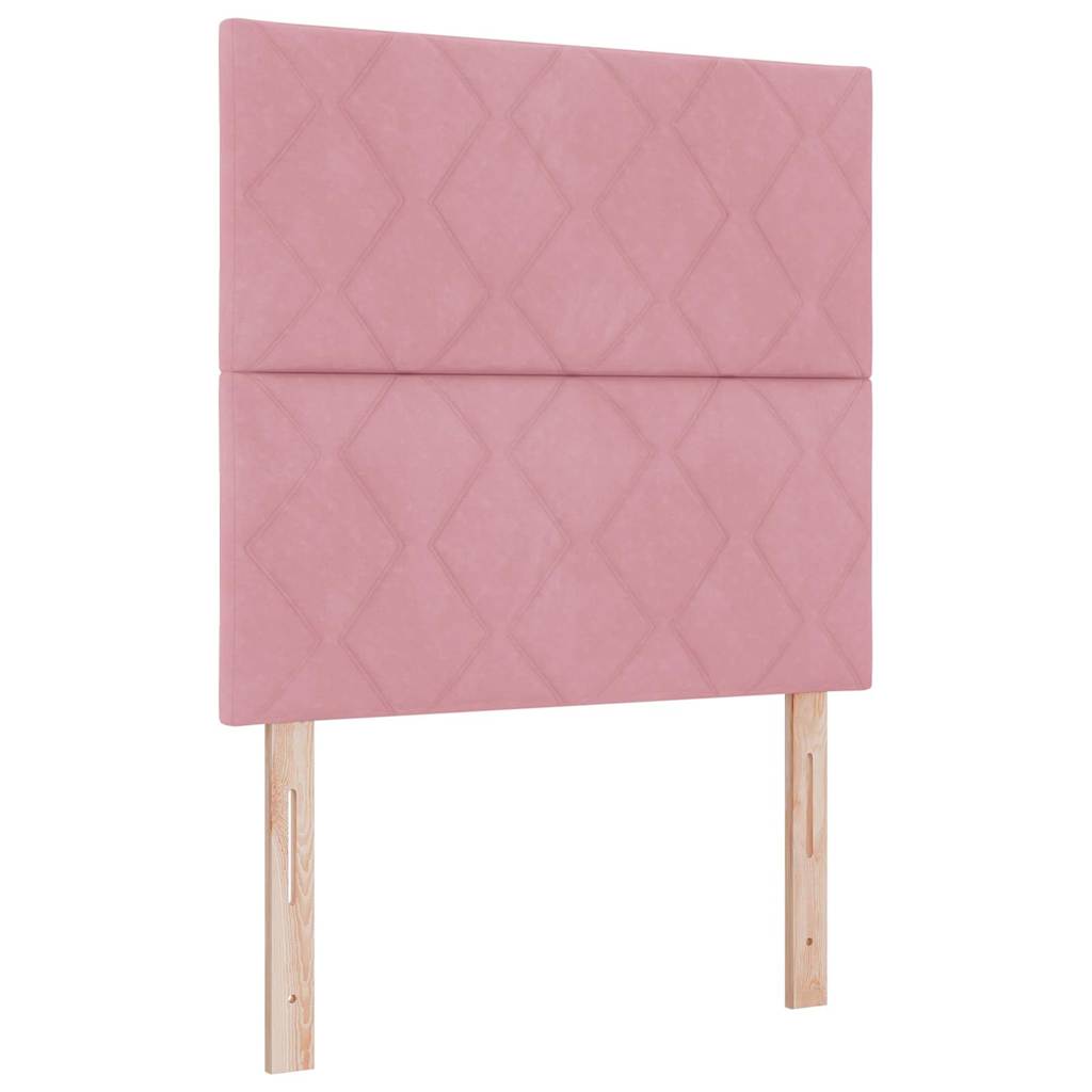 Postel S Boxspringem S Čelo Růžová 90 X 200 Cm Samet