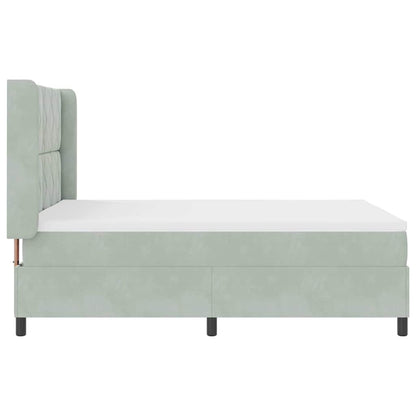Postel S Boxspringem S Čelo Světle Šedá 140 X 190 Cm Samet