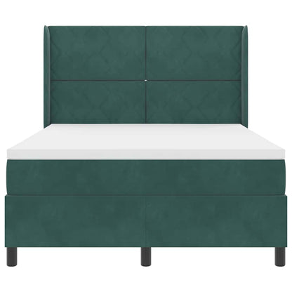 Postel S Boxspringem S Čelo Tmavě Zelená 140 X 190 Cm Samet