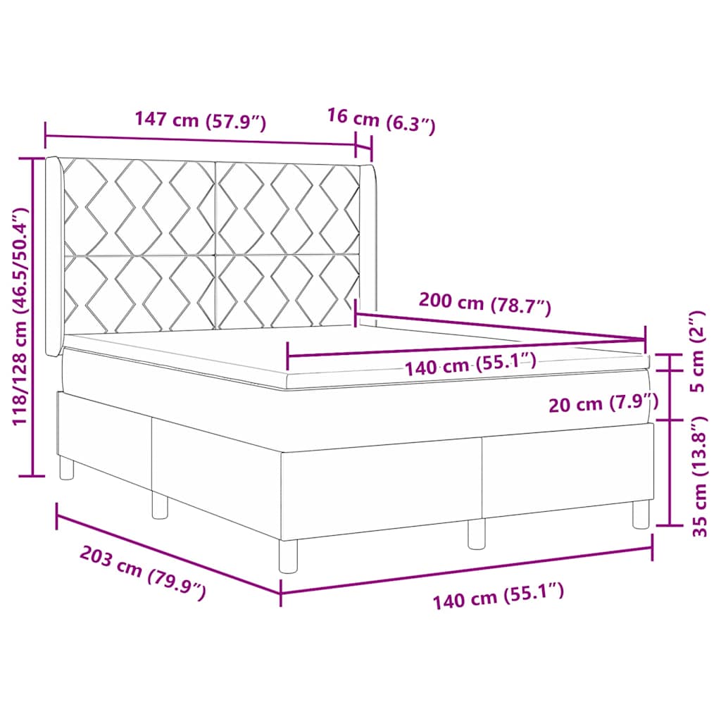 Postel S Boxspringem S Čelo Tmavě Zelená 140 X 190 Cm Samet