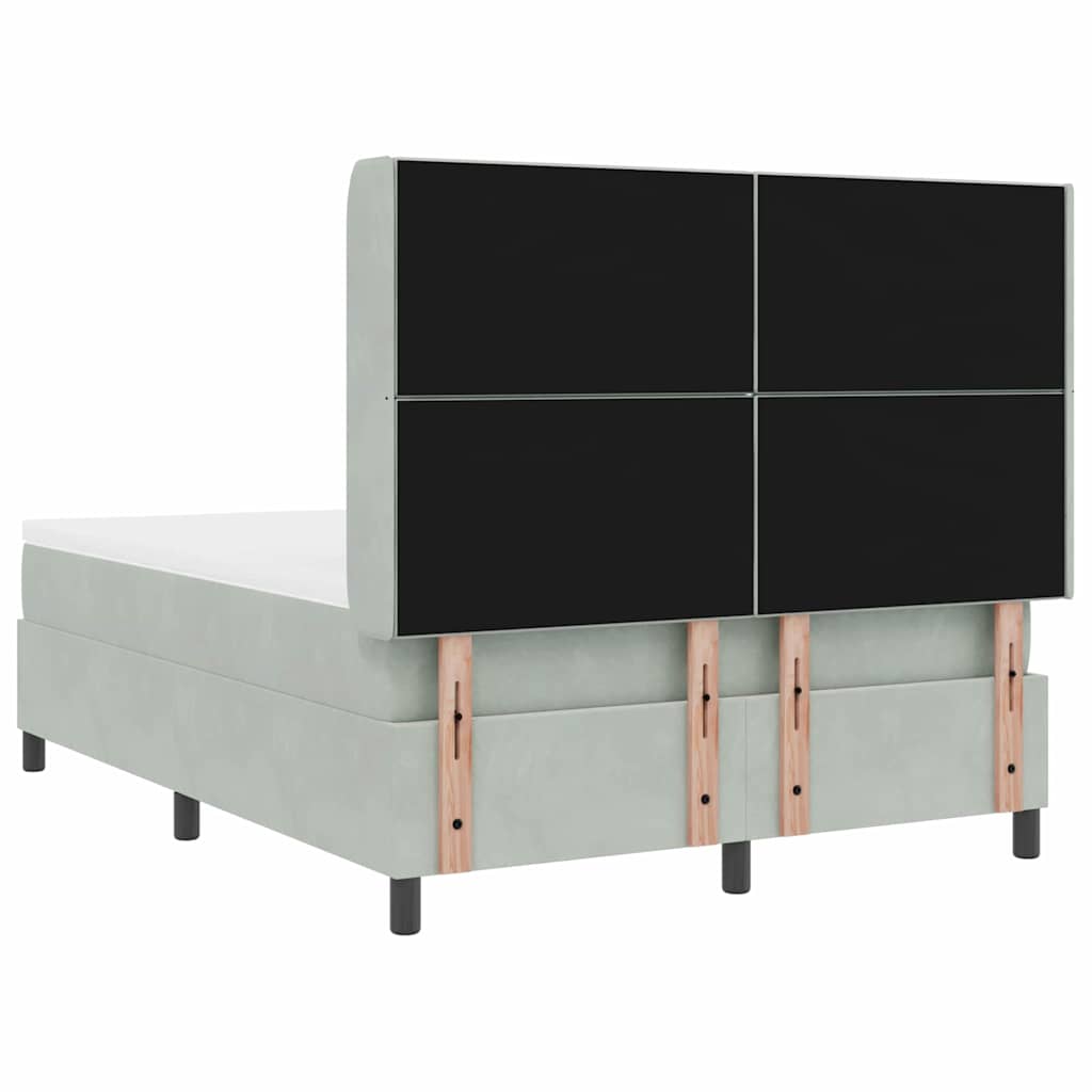 Postel S Boxspringem S Čelo Světle Šedá 140 X 200 Cm Samet