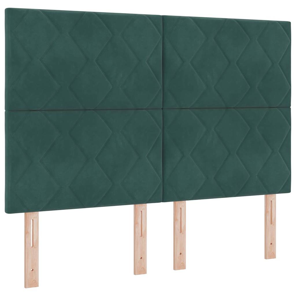 Postel S Boxspringem S Čelo Tmavě Zelená 140 X 200 Cm Samet