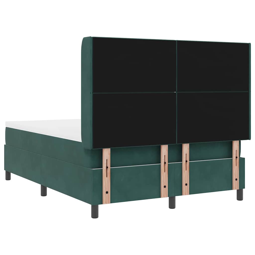 Postel S Boxspringem S Čelo Tmavě Zelená 140 X 200 Cm Samet