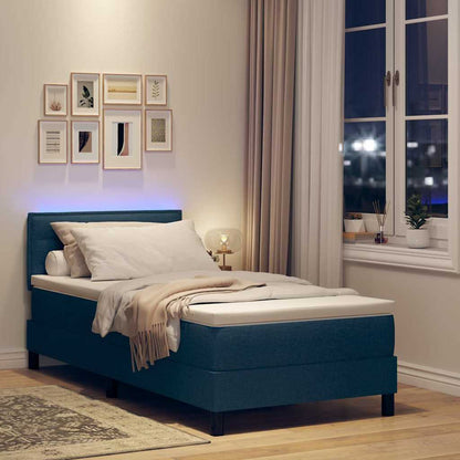Postel S Boxspringem S Led Pásky Modrá 90 X 190 Cm Textil