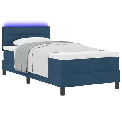 Postel S Boxspringem S Led Pásky Modrá 90 X 190 Cm Textil