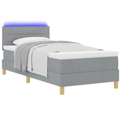 Led Box Pružinová Postel S Čelo Světle Šedá 100 X 200 Cm Textil