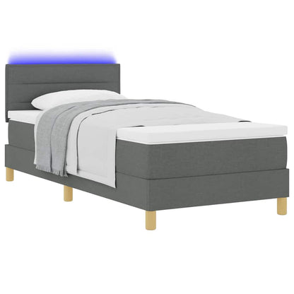 Led Box Pružinová Postel S Čelo Tmavě Šedá 100 X 200 Cm Textil