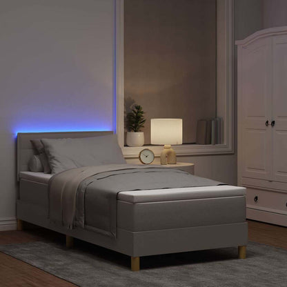 Led Box Pružinová Postel S Čelo Taupe 100 X 200 Cm Textil