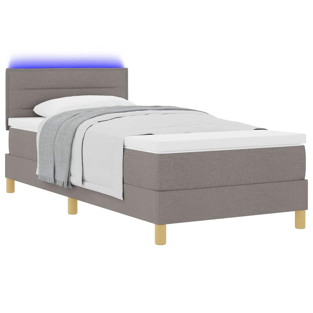 Led Box Pružinová Postel S Čelo Taupe 100 X 200 Cm Textil