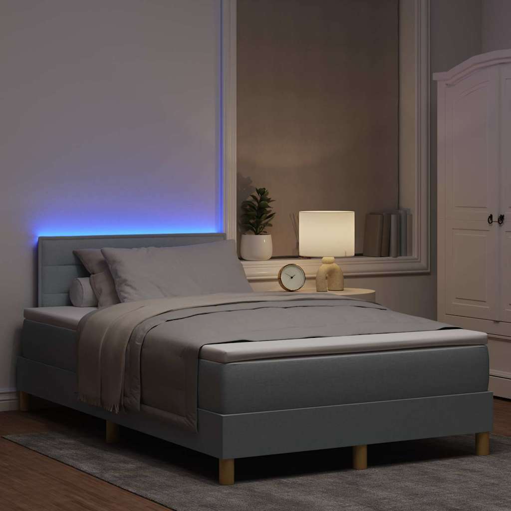 Led Box Pružinová Postel S Čelo Světle Šedá 120 X 200 Cm Textil