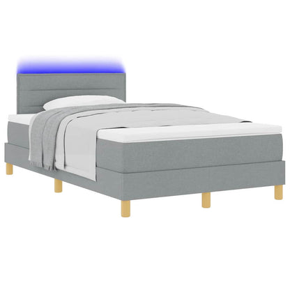 Led Box Pružinová Postel S Čelo Světle Šedá 120 X 200 Cm Textil
