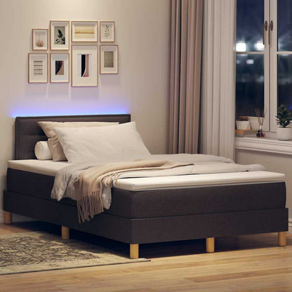 Led Box Pružinová Postel S Čelo Tmavě Hnědá 120 X 200 Cm Textil