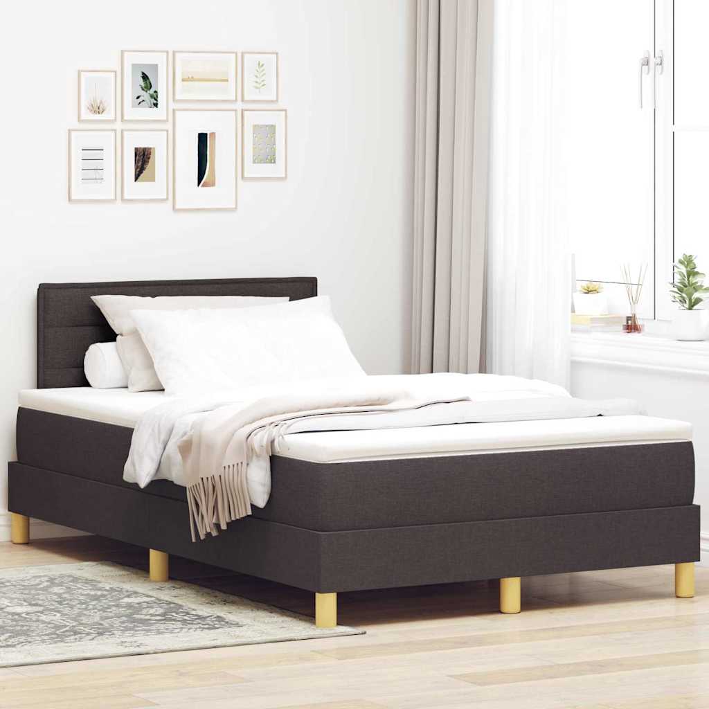 Led Box Pružinová Postel S Čelo Tmavě Hnědá 120 X 200 Cm Textil