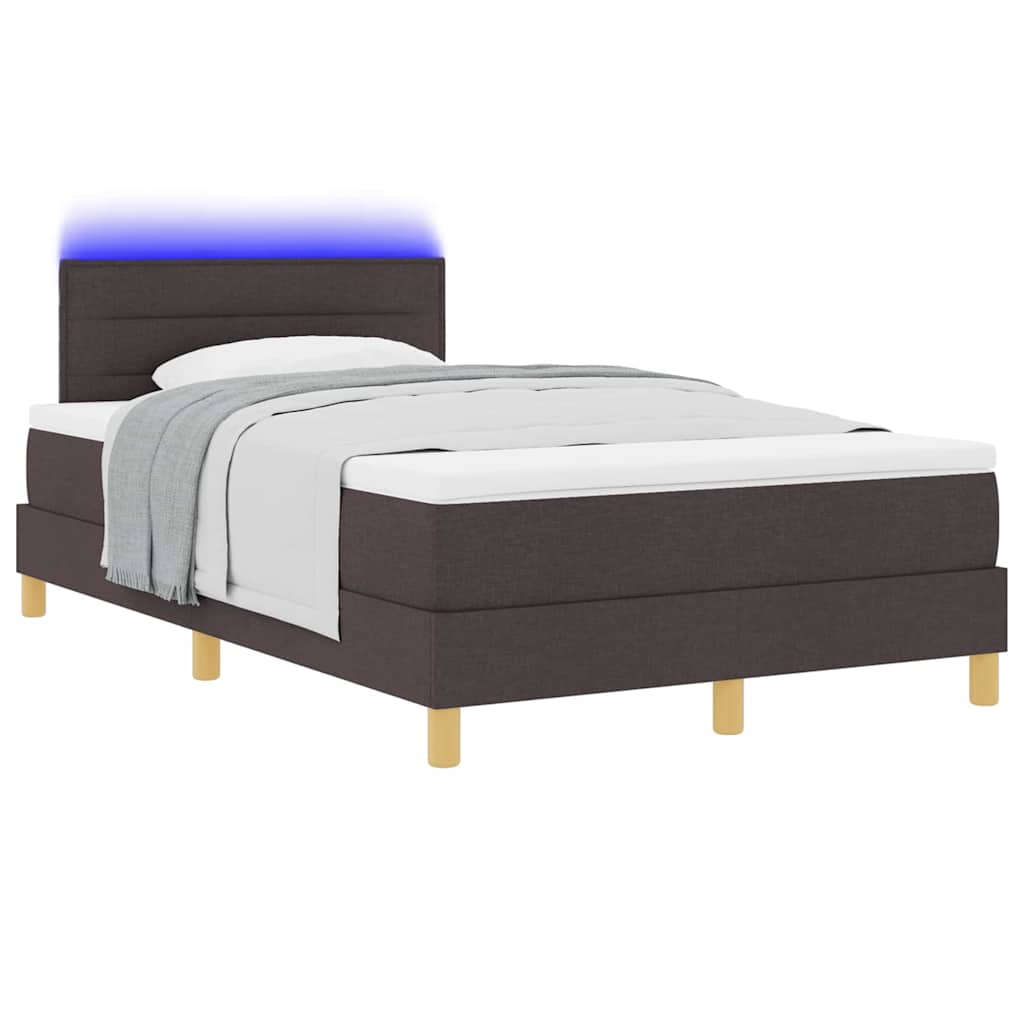 Led Box Pružinová Postel S Čelo Tmavě Hnědá 120 X 200 Cm Textil