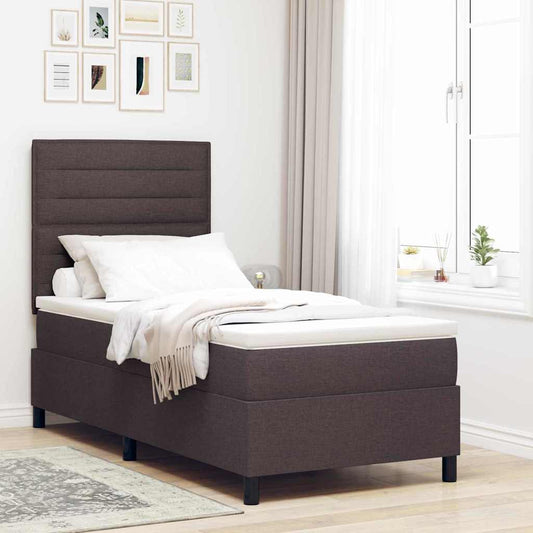 Postel S Boxspringem S Matrací Tmavě Hnědá 100 X 200 Cm Textil