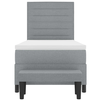 Postel S Boxspringem S Čelo Světle Šedá 80 X 200 Cm Textil