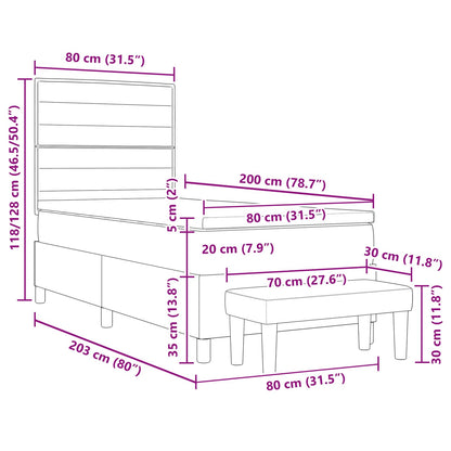 Postel S Boxspringem S Čelo Světle Šedá 80 X 200 Cm Textil