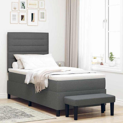 Postel S Boxspringem S Polštářem Tmavě Šedá 80 X 200 Cm Textil