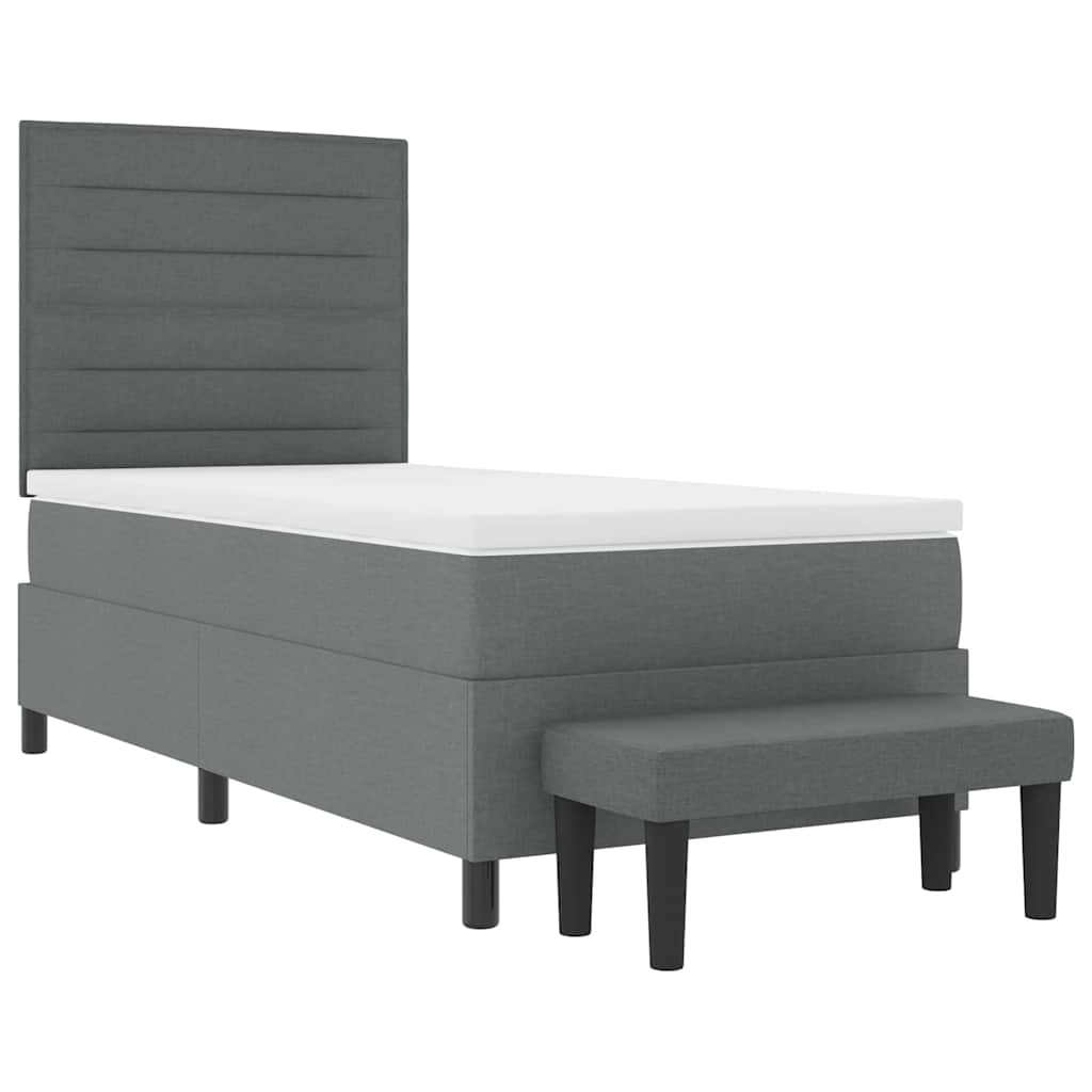 Postel S Boxspringem S Polštářem Tmavě Šedá 80 X 200 Cm Textil