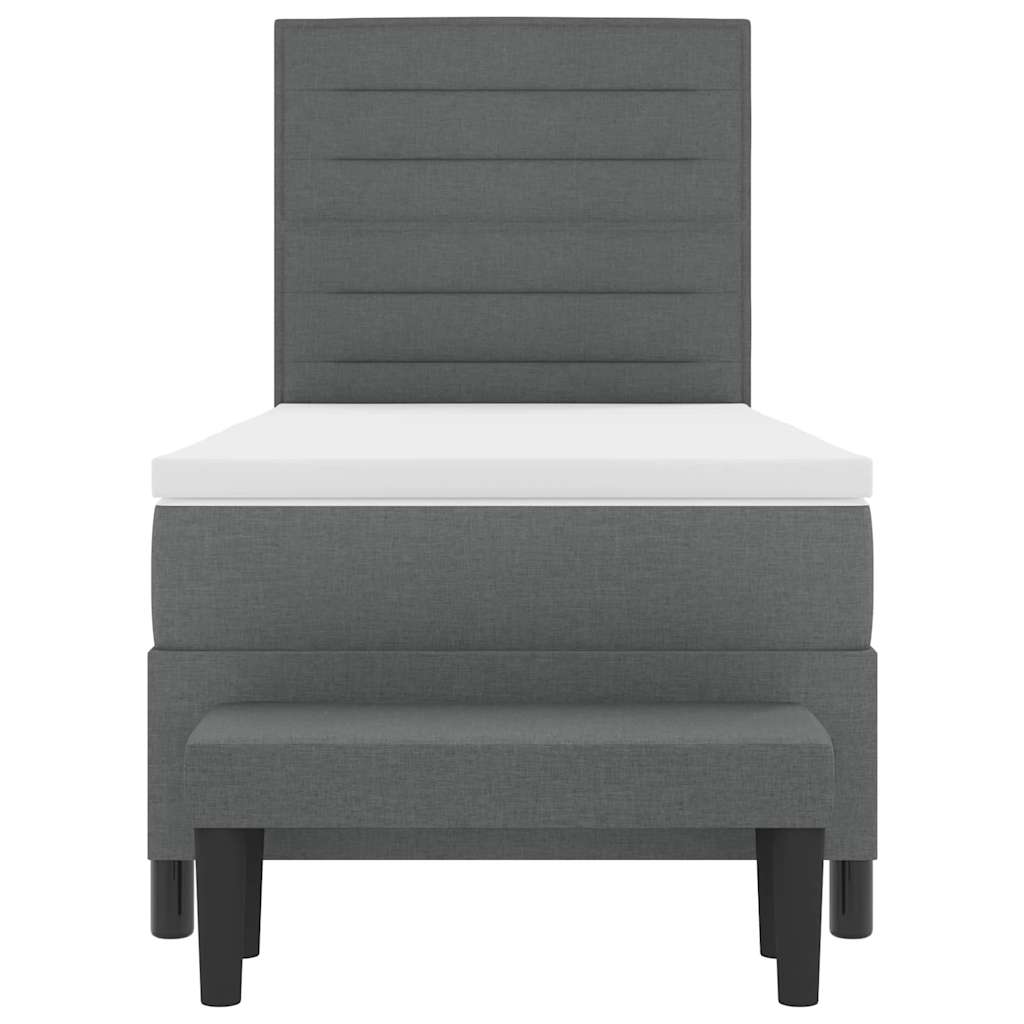 Postel S Boxspringem S Polštářem Tmavě Šedá 80 X 200 Cm Textil