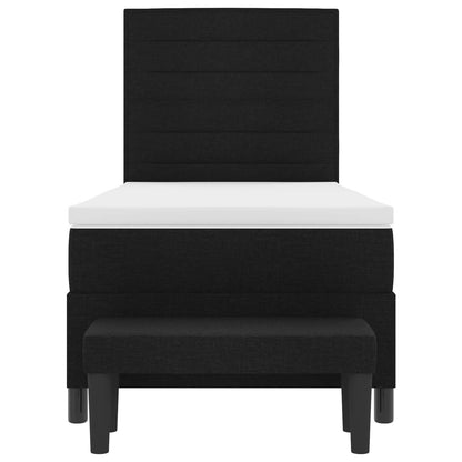 Postel S Boxspringem S Čelo Černá 90 X 190 Cm Textil